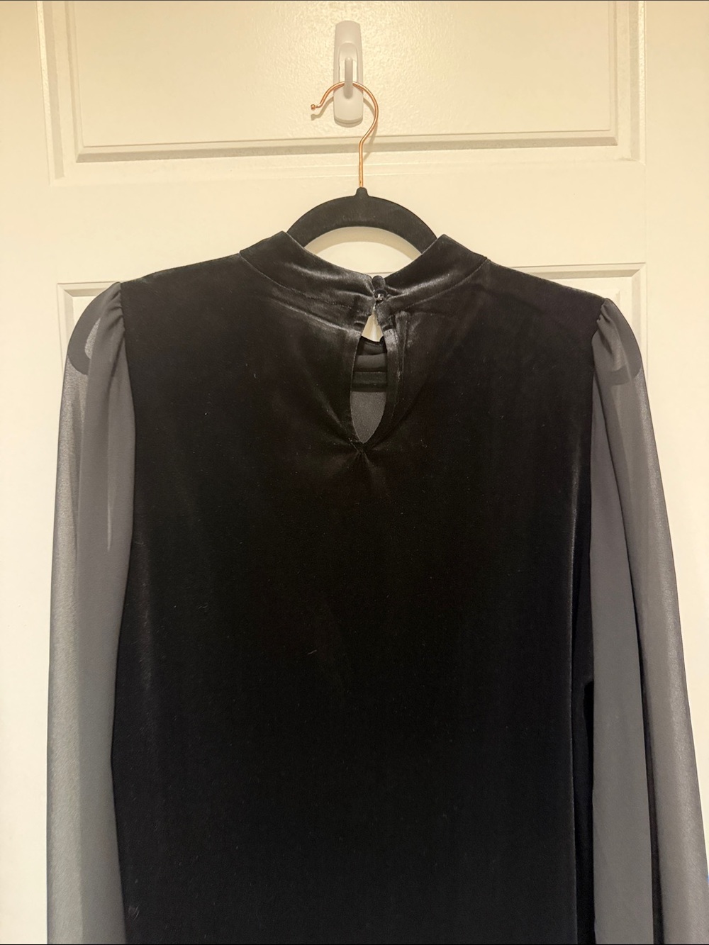 Ever new Black Velvet & Sheer Long-Sleeve Women's Top medium - Picture 4 of 8